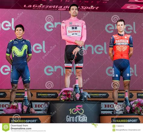 Milano Italy May 28 2017 The Final Podium Of The Tour Of Italy 2017