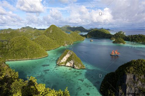 View Of The Pulau Wayag Islands Indonesia Stock Photo Offset