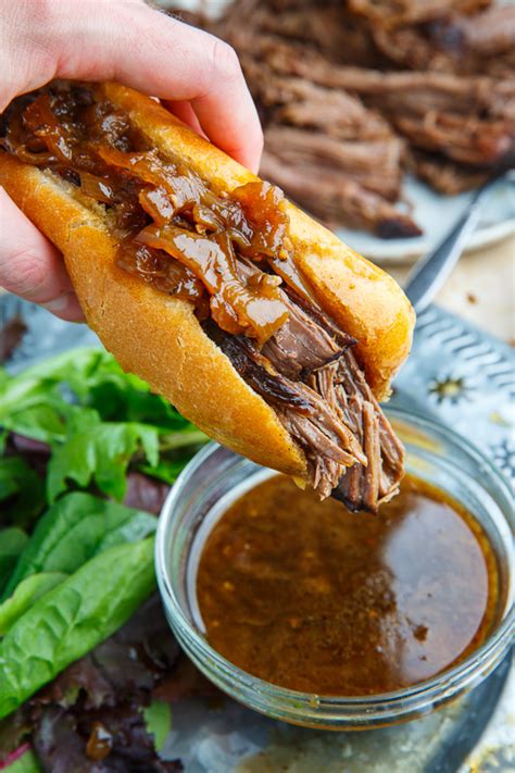 Don't let the bread and cheese fool you — this soup isn't as caloric as you might think. Slow Cooker Roast Beef French Dip Sandwich - Closet Cooking