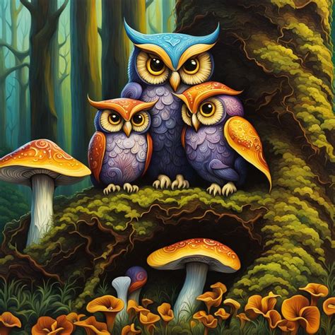 Huddle Of Shiitake Owls Ai Generated Artwork Nightcafe Creator