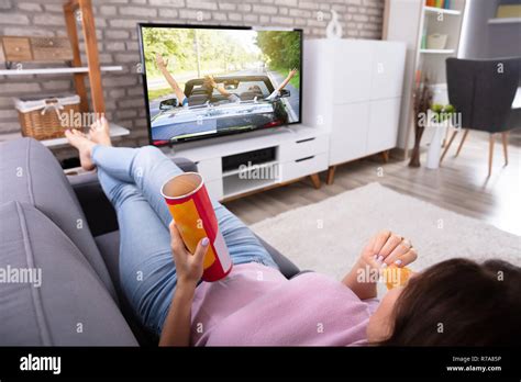 Woman Lazy Home Tv Hi Res Stock Photography And Images Alamy