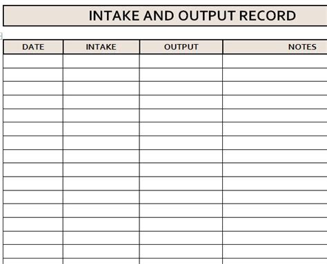 Sample Intake And Output Sheet