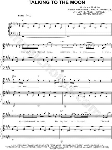 Bruno Mars Talking To The Moon Sheet Music In C Minor Transposable