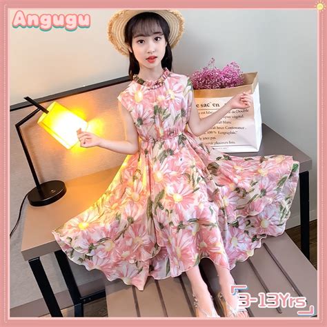 Angugu Summer 2023 New Girls Dress For Kid Korean Teen Princess Dress 3