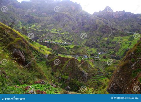 Green Mountains Of Island Of Santo Antao Cape Verde Stock Photo