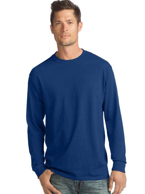 Hanes Essentials Mens Cotton Long Sleeve T Shirt 4 Pack Deep Royal Xl