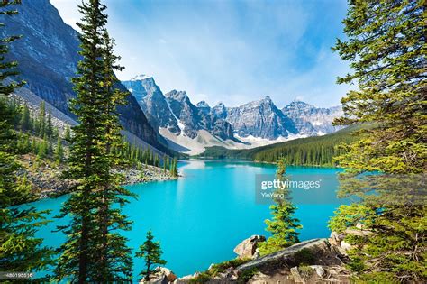 Lake Moraine In Banff National Park Alberta Canada High Res Stock Photo Getty Images