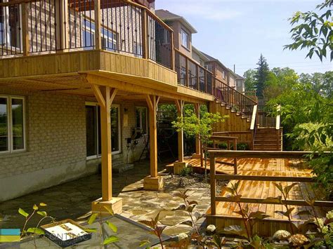 Considerations for walkout basement deck designs amazing decks. Cedar Deck with pergola and interlock basement walkout - M ...