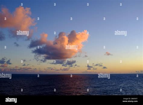 Peaceful Clouds And Sunrise Over The Caribbean Sea Stock Photo Alamy