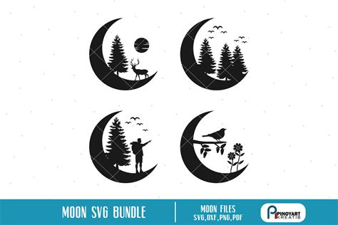 Moon Silhouette Svg Bundle Graphic By Mhrana · Creative Fabrica Moon