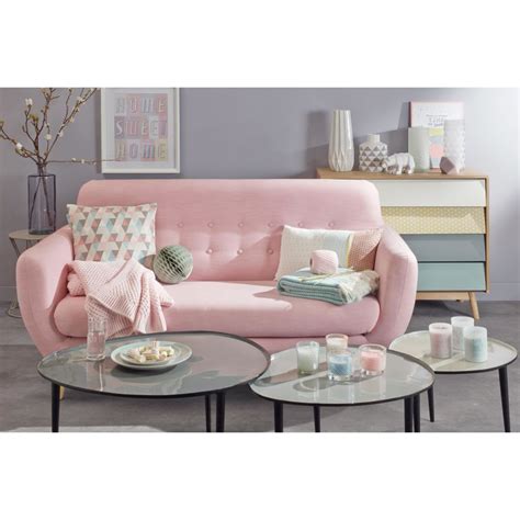 Scandinavian Pink Fabric 2/3-Seater Sofa Iceberg | Maisons ...