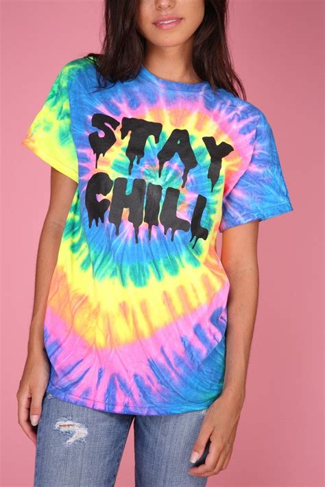 Stay Chill Neon Rainbow Tie Dye Graphic Unisex Tee Era Of Artists