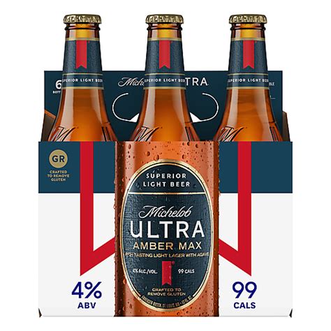 Michelob Ultra Superior Light Beer Amber Max Beer 6 Ea Beer Phelps