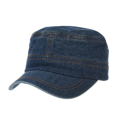 Withmoons Army Denim Cadet Cap Cotton Jean Stitch Washed Hat Kr4969
