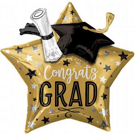 Graduation Star Mortarboard Cap And Diploma 28 Inch Foil Balloon Party