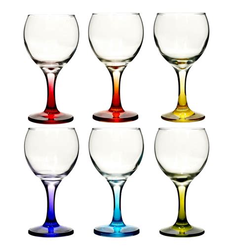 Coloured Wine Glasses 6 Wine Glass Set