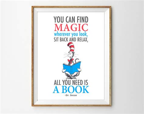 dr seuss quote cat in the hat printable nursery quote you can find magic wherever you look