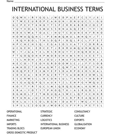International Business Terms Word Search Wordmint