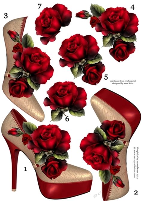 Countess of derby camellia via vintage printable. Stunning Shoes & Red Roses Decoupage Sheet - CUP714988 ...