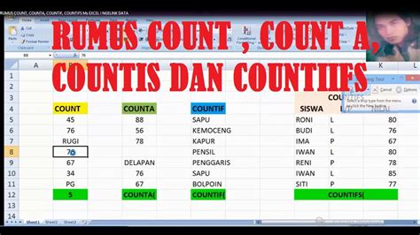 Rumus Count Counta Countif Countifs Ms Excel I Ngelink Data Youtube