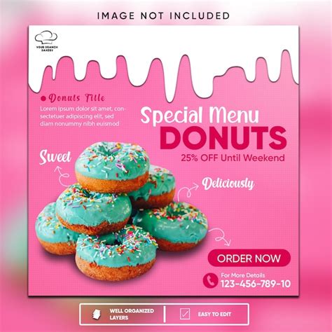 Donuts Menú Especial Archivo Psd Premium