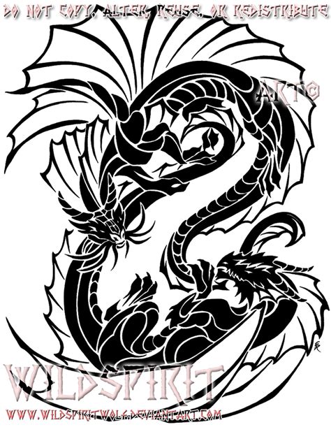 Yin Yang Tribal Dragons By Wildspiritwolf On Deviantart