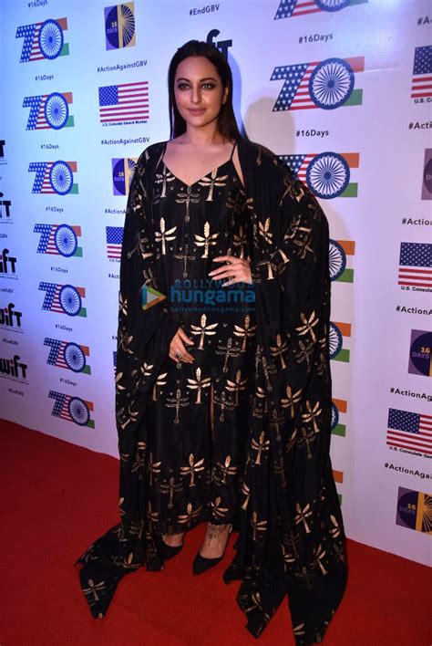 Sonakshi Sinha Slays It In Her Black Dress And Overcoat Talks About Gender Violence Bollywood