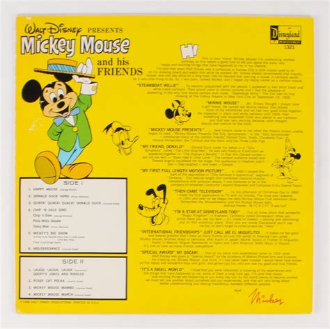 Vintage Walt Disney S Mickey Mouse His Friends Vinyl