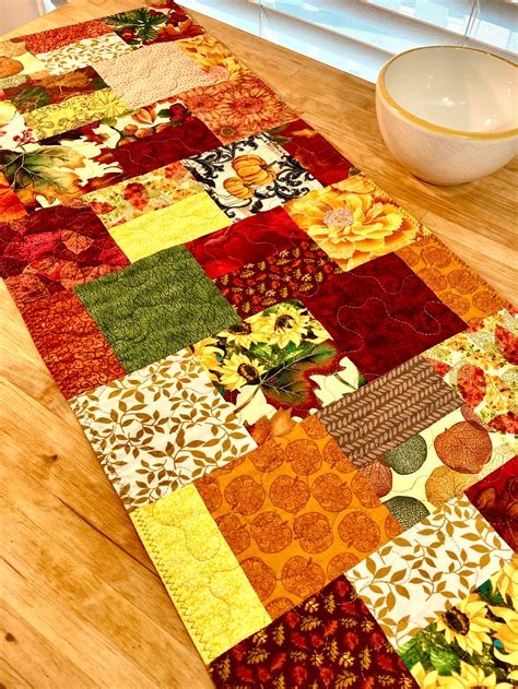 Autumn Table Runner Fall Table Runner Quilted Patchwork Etsy