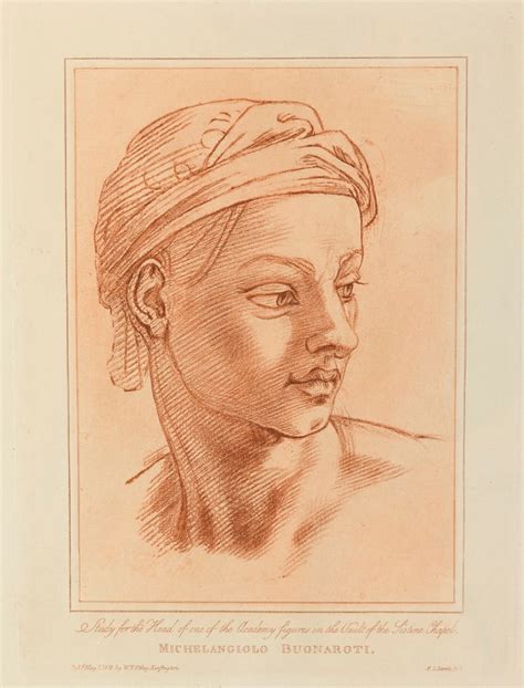 A Head After A Drawing Attributed To Michelangelo Buonarroti Works