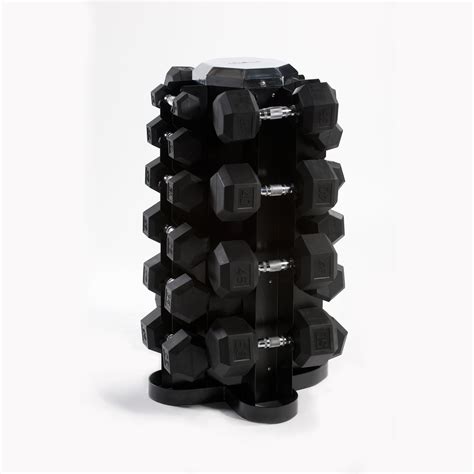 Cap Barbell 550 Lb Rubber Hex Dumbbell Set 5 50 Lb With Rack