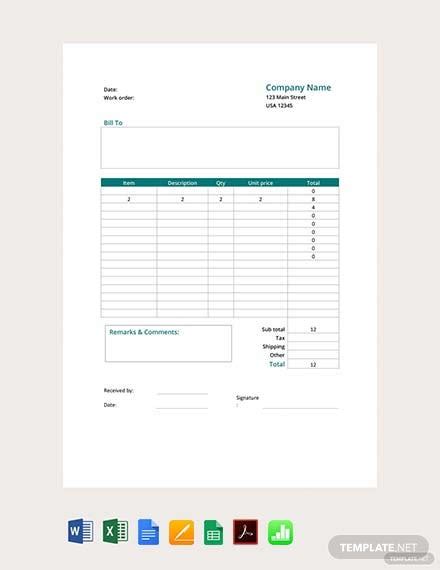 It's a form which often known as position orders that the client or administration gives to. FREE Printable Work Order Form Template - PDF | Word (DOC ...