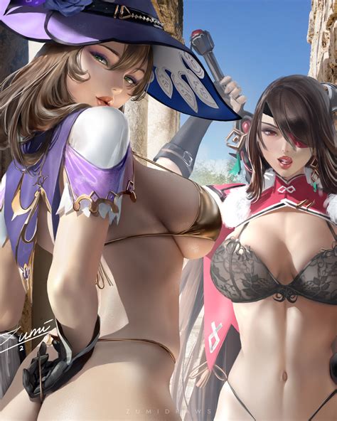 Rule 34 2girls Ass Beidou Genshin Impact Big Ass Breasts Cleavage