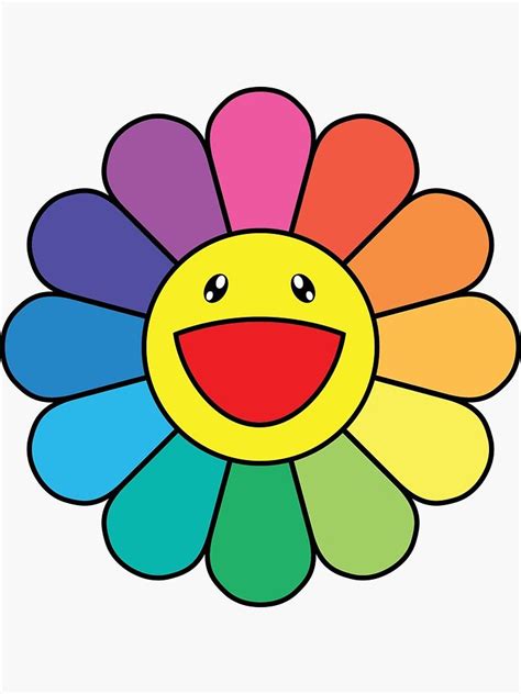 Takashi Murakami Happy Flower Sticker By Edvinp Indie Drawings Art