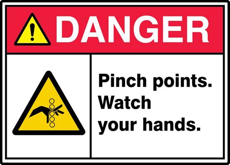 Pinch Points Watch Your Hands Ansi Iso Danger Safety Signs Meqm
