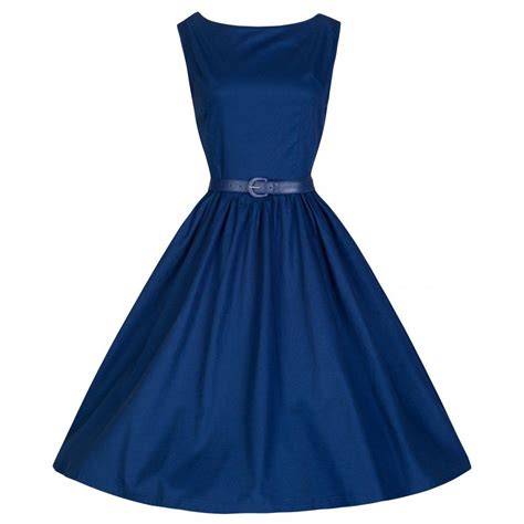 Audrey Midnight Blue Dress Vintage Inspired Fashion Lindy Bop