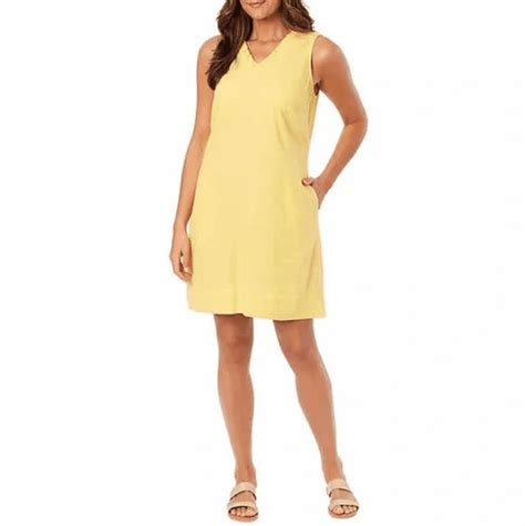 Briggs Womens Linen Blend Sleeveless Dress Yellow Xl