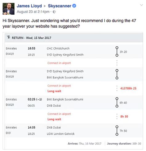 This man's query about a 47-year flight connection escalated