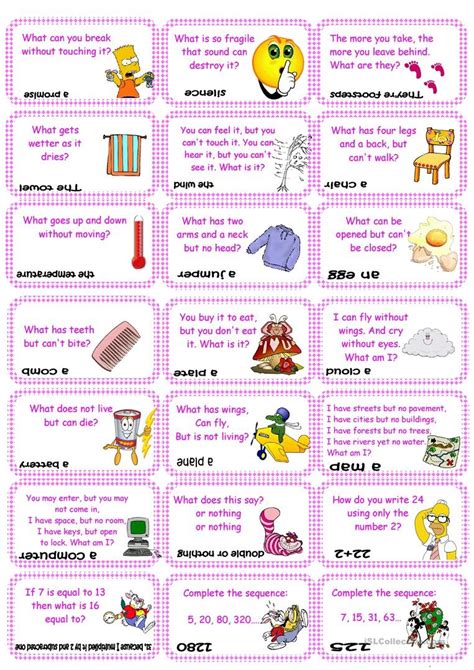Brain Teasers Worksheet With Answers