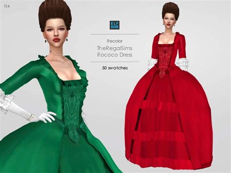 The Regal Sim Rococo Dress Recolored At Elfdor Sims Sims 4 Updates