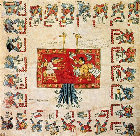 Facsimile Copy Of Codex Borbonicus Detail Depicting The Elaboration Of