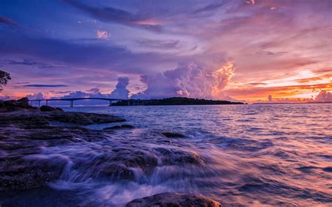 Clouds And Sunset Over Ocean