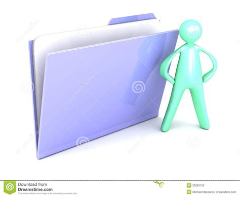Blue File Folder White A Cartoon Man Royalty Free Stock