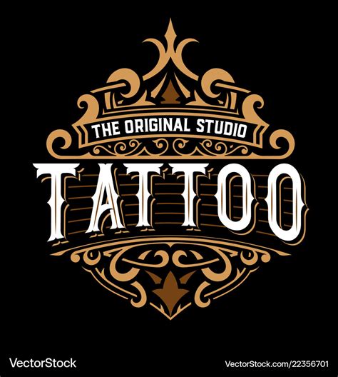 Tattoo Logo With Floral Details Royalty Free Vector Image