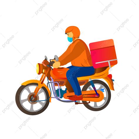 Boy Riding Bike Vector Hd Images Delivery Boy On Bike With Mask Riding