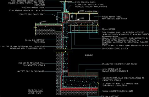 Basement Tank Raised Floor Wall And Window Section Dwg Section For