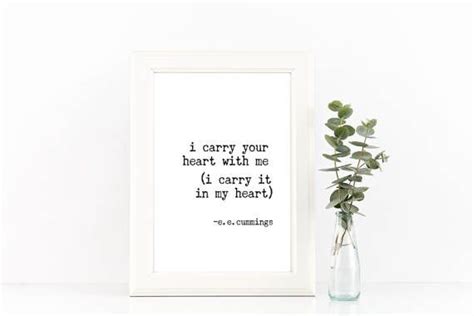 I Carry Your Heart With Me Printable Ee Cummings Quote Etsy