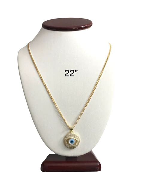 18K Gold Filled Evil Eye Necklace Pendant Collar Dije Mal De Ojo