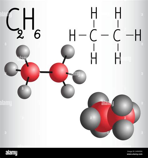 Chemical Formula And Molecule Model Of Ethane C2h6 Vector Illustration Stock Vector Image