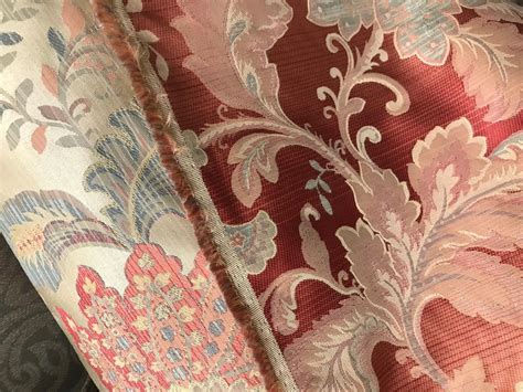 SWATCH Designer Brocade Satin Floral Drapery Fabric- Antique Gold And ...